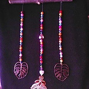 Sun Catcher Colorful Beads Branch Gold-tone Leaf Decor Handmade New